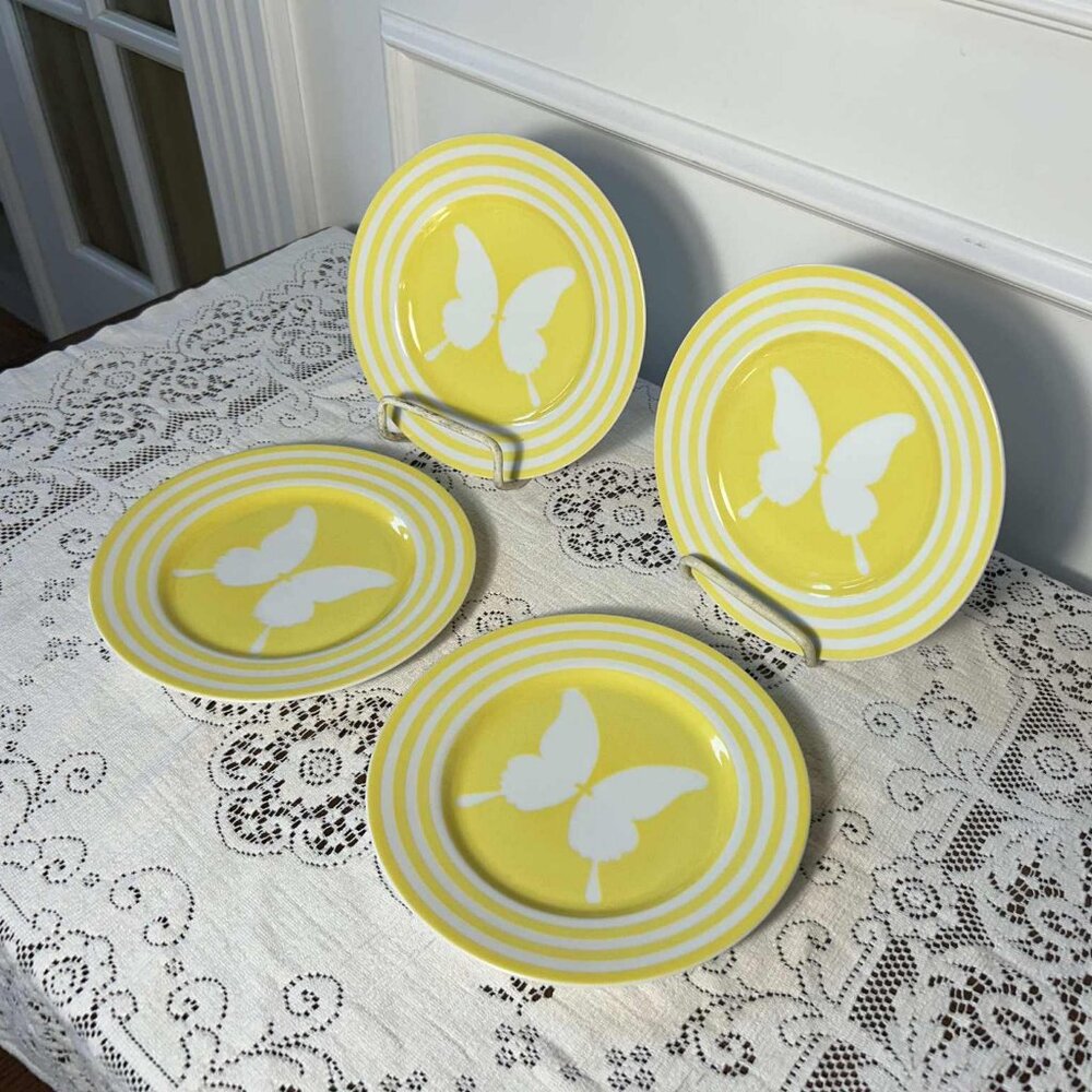 Fitz & Floyd yellow butterfly salad plates - set of 4 - Picture 4 of 10